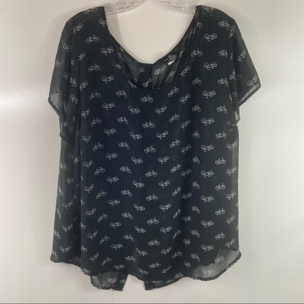 Torrid Black Sheer Blouse with Bicycles Plus Size 2X